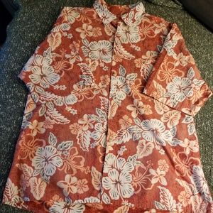 XXL Hawaiian/Aloha shirt, red/pink/ cream floral